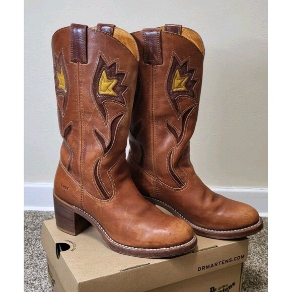 Frye Shoes - Vintage Frye Sabrina Flower Western Boots Women 8.5 B Brown Floral 8 1/2 Campus
